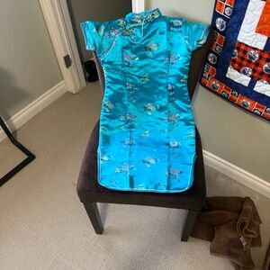 Floral Satin Dress in Teal